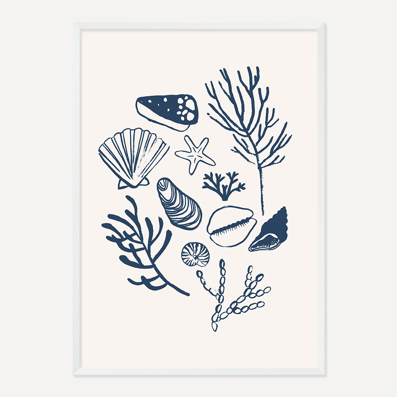 PAINTED SHELLS POSTER - NAVY