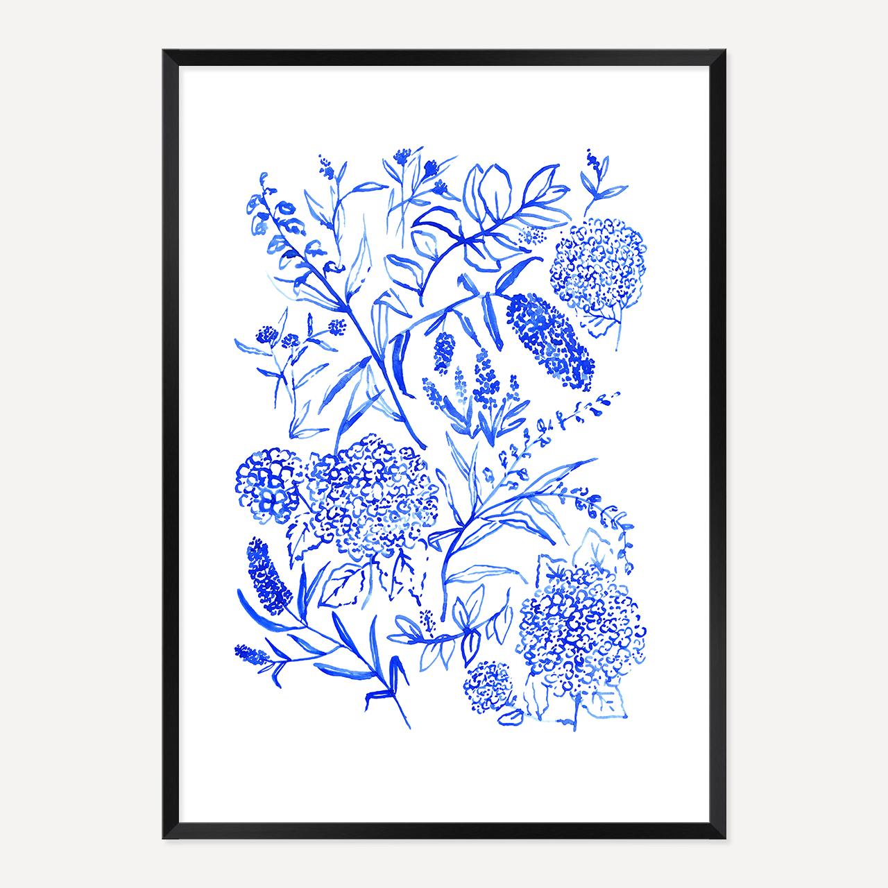 WATERCOLOUR FLORALS POSTER - BLUE