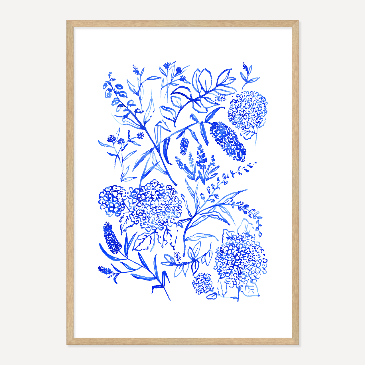 WATERCOLOUR FLORALS POSTER - BLUE