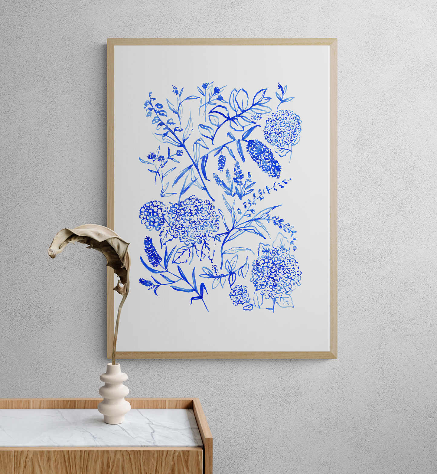 WATERCOLOUR FLORALS POSTER - BLUE