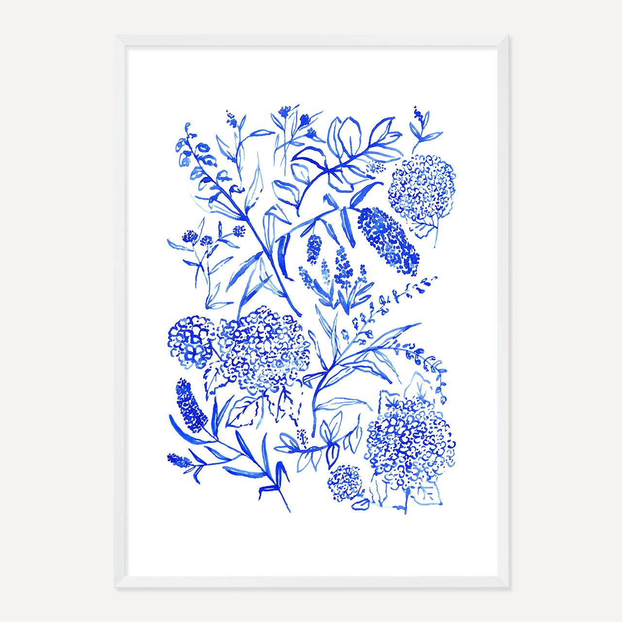 WATERCOLOUR FLORALS POSTER - BLUE