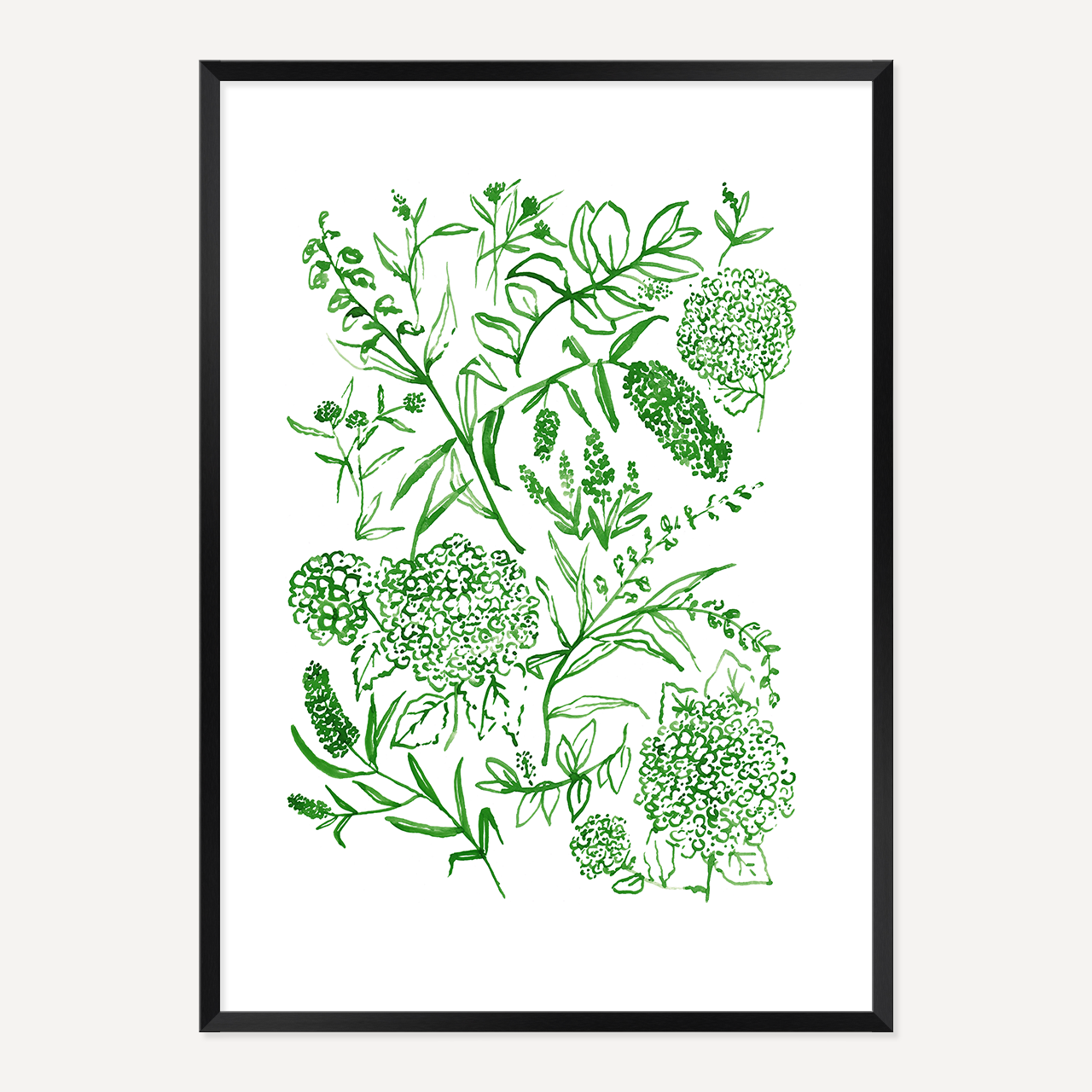 WATERCOLOUR FLORALS POSTER - GREEN