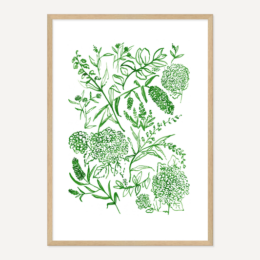 WATERCOLOUR FLORALS POSTER - GREEN