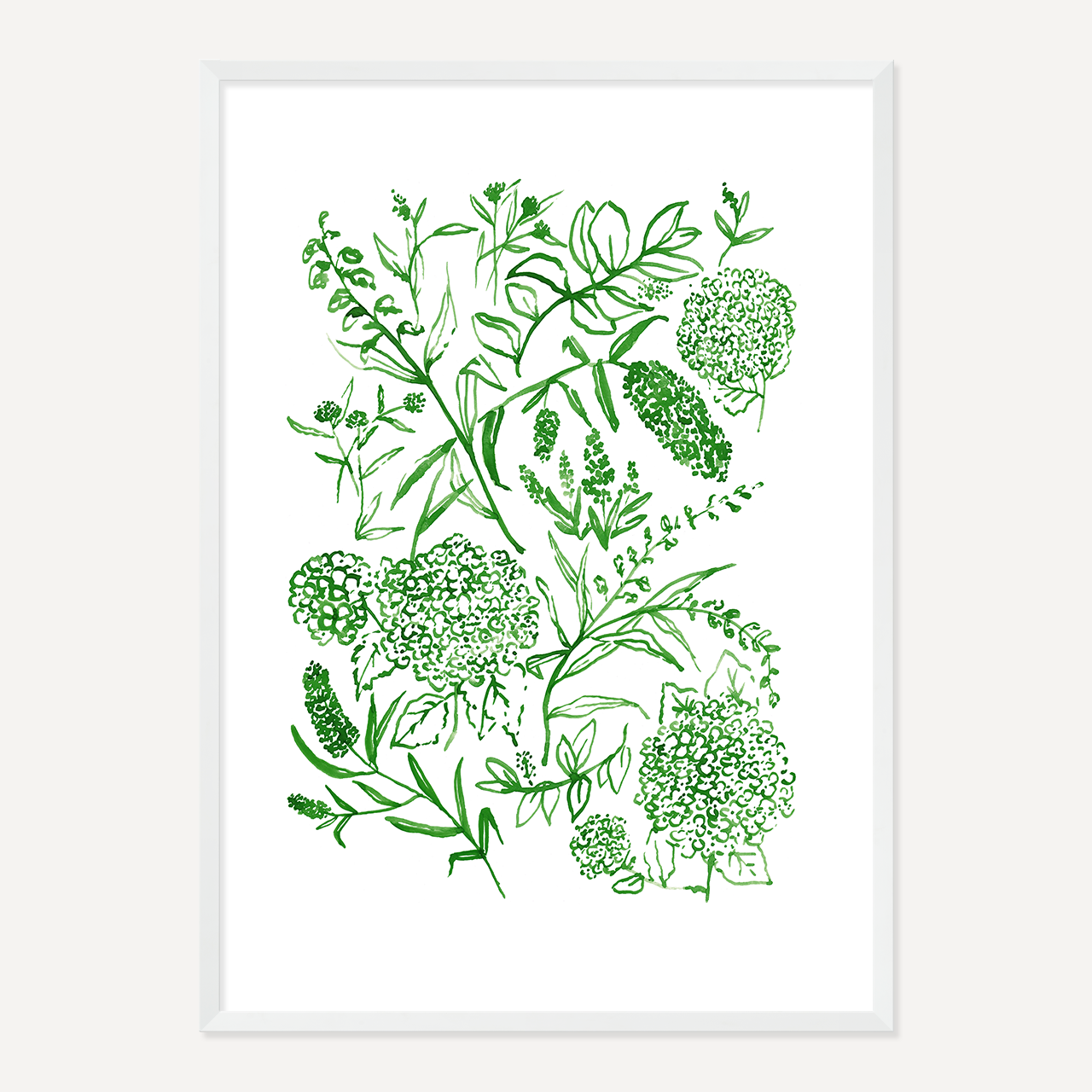 WATERCOLOUR FLORALS POSTER - GREEN