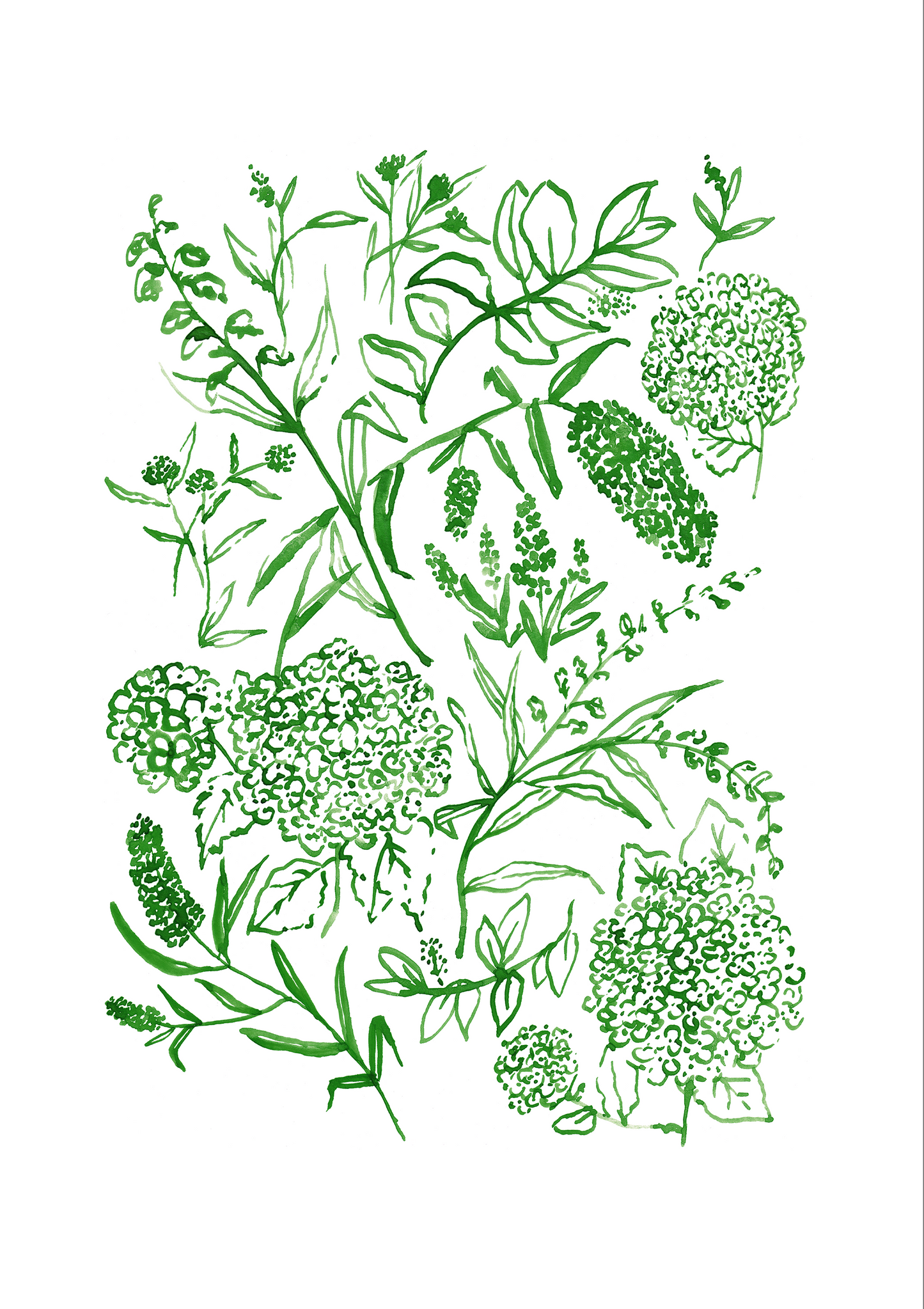 WATERCOLOUR FLORALS POSTER - GREEN