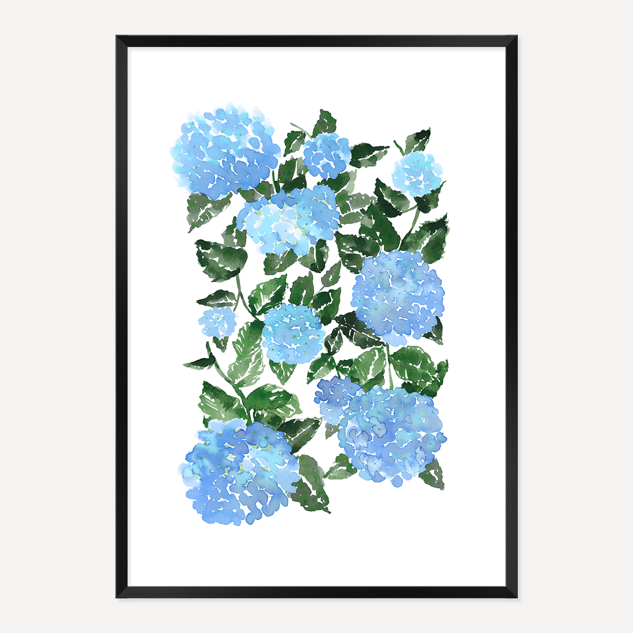 WATERCOLOUR HYDRANGEA POSTER - BLUE