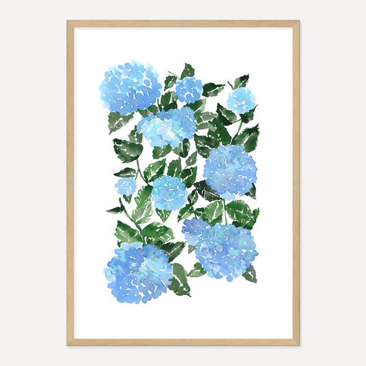 WATERCOLOUR HYDRANGEA POSTER - BLUE