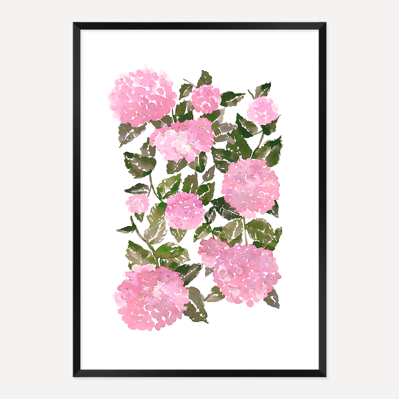 WATERCOLOUR HYDRANGEA POSTER - PINK