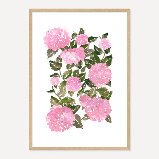 WATERCOLOUR HYDRANGEA POSTER - PINK