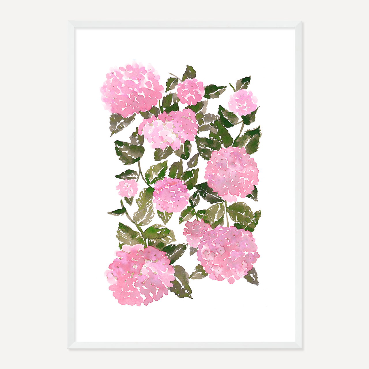 WATERCOLOUR HYDRANGEA POSTER - PINK