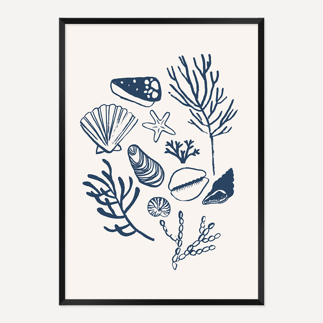 PAINTED SHELLS POSTER - NAVY