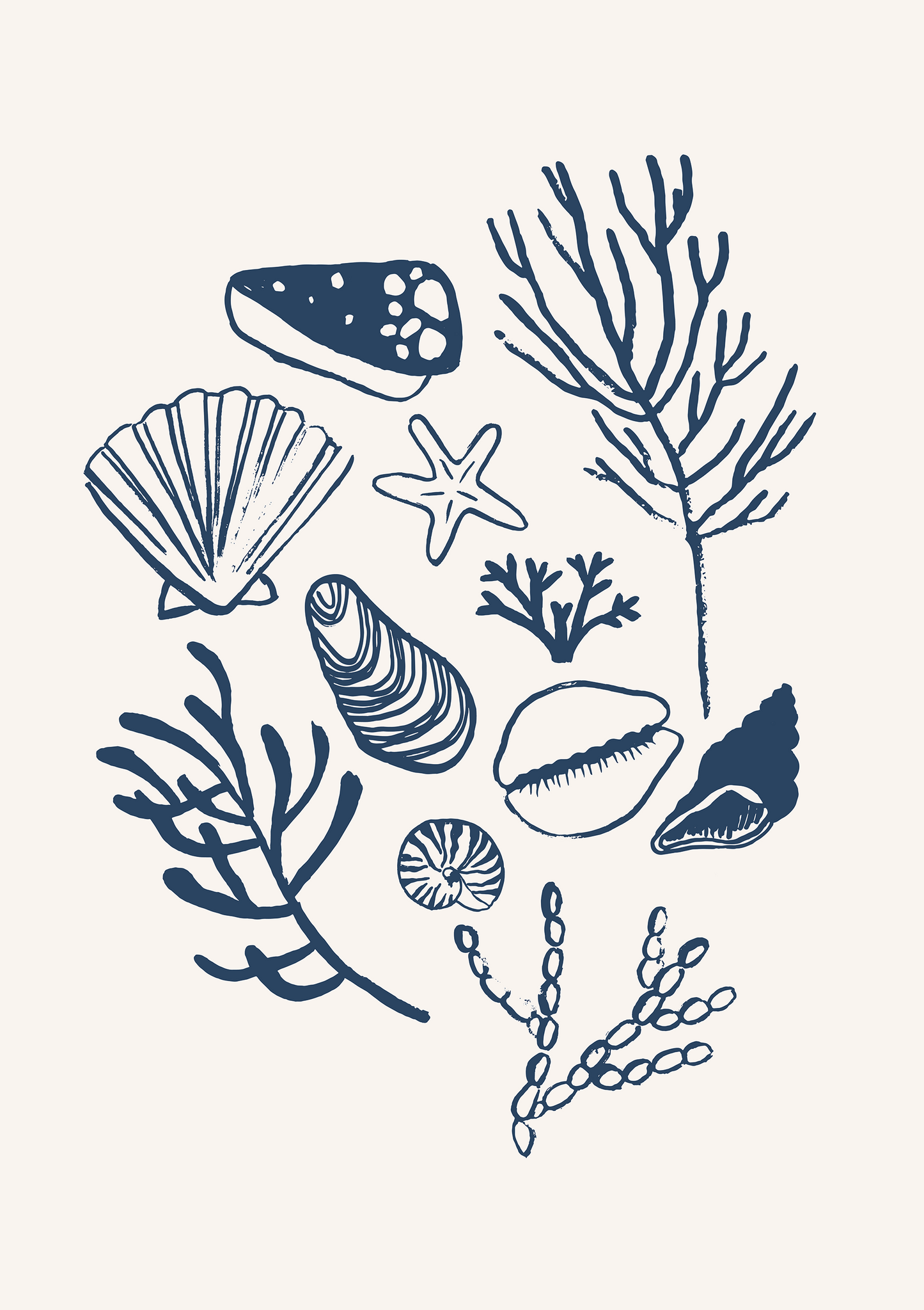 PAINTED SHELLS POSTER - NAVY