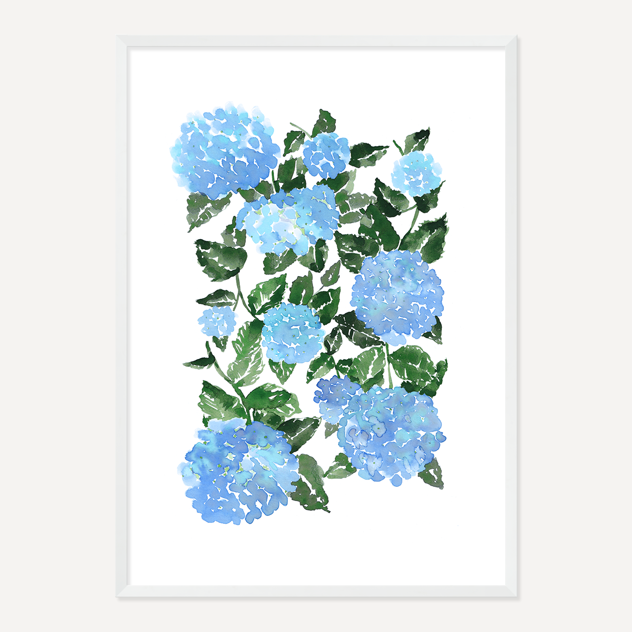 WATERCOLOUR HYDRANGEA POSTER - BLUE